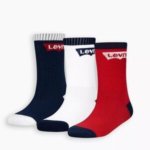 Levi's Kids Socks Blue Red White 9-11 Batwing Regular Cut 3-Pack Classic NWT